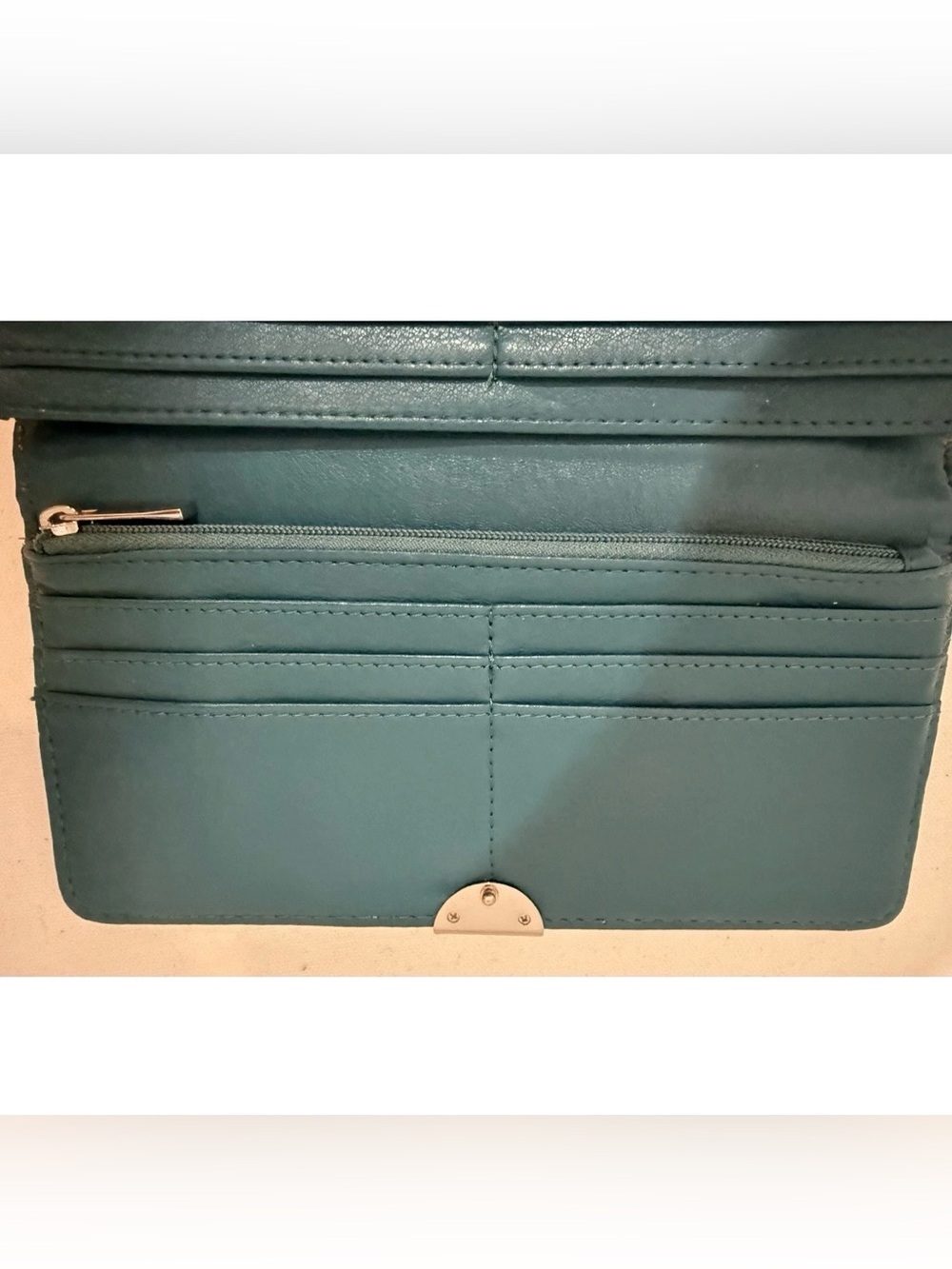 Safe Keeper RFID Wallet Teal Quilted Genuine Leather - Picture 12 of 15